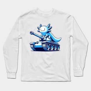 Blue Axolotl Riding A Tank Long Sleeve T-Shirt